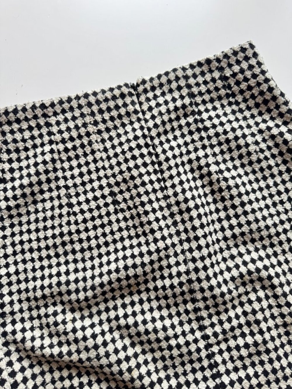 Vintage 90's FEMME DE CARRIERE Black White Check Wool Blend Mini Skirt, Size XS - Picture 9 of 12